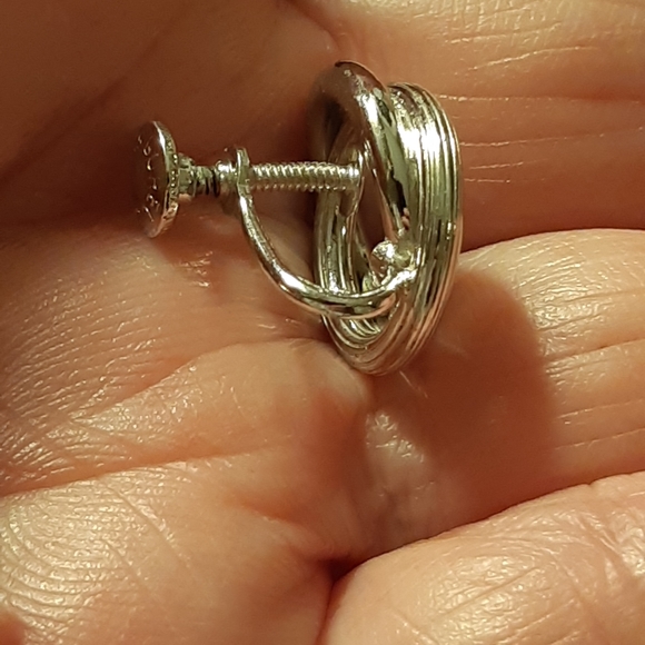 Sterling Screw-back 'Love Knot' Earrings - Picture 3 of 5